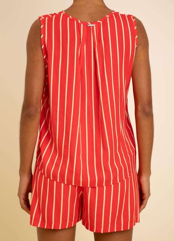 Zinco - Regata Zinco Solta Decote V Padrão Vermelho Vermelho 2