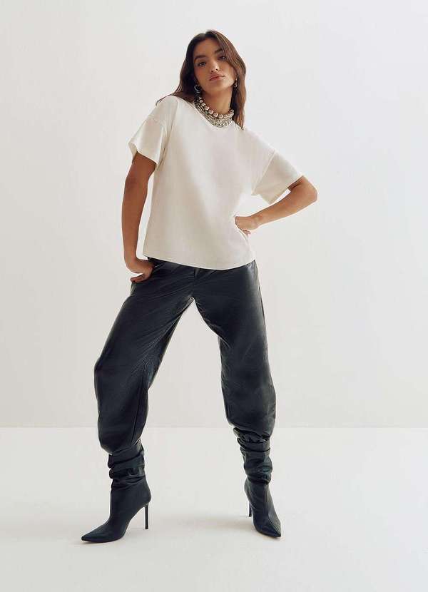 Zinco - T-Shirt Lebôh Decote Redondo Básica Branco Branco