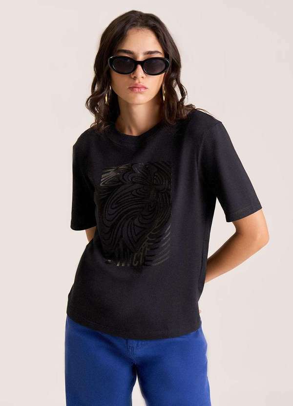 Zinco - T-Shirt Zinco Decote Redondo Estampa Localizada Preto Preto
