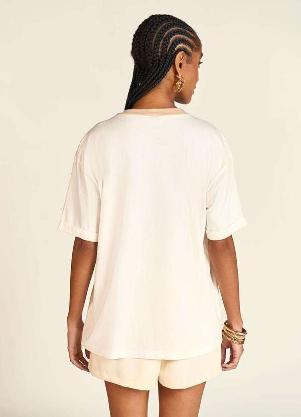 Zinco - T-Shirt Zinco Decote Redondo Oversized Off White Branco 3
