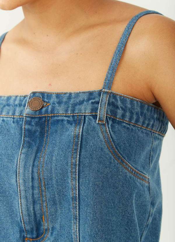 Zinco - Top Zinco Decote Reto Alça Fina Azul Azul 2