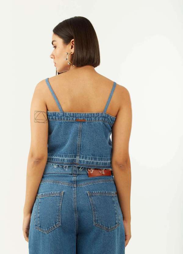 Zinco - Top Zinco Decote Reto Alça Fina Azul Azul 3