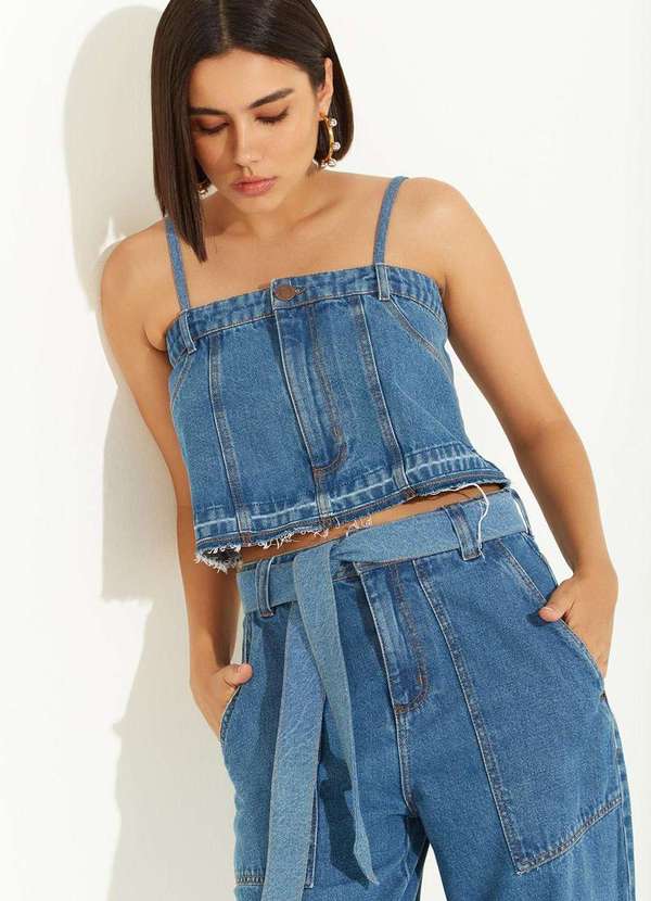 Zinco - Top Zinco Decote Reto Alça Fina Azul Azul 4