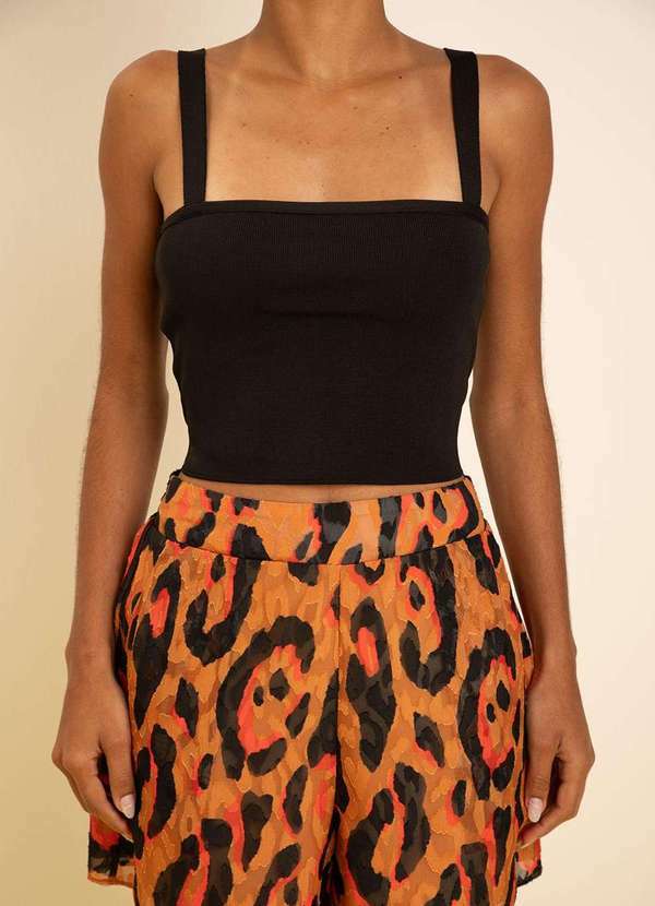 Zinco - Top Zinco Decote Reto Alça Fina Preto Preto