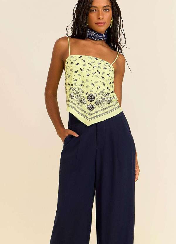 Zinco - Top Zinco Decote Reto Alça Fina Verde Verde