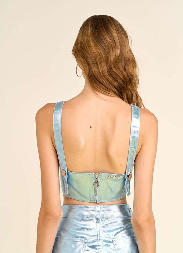 Zinco - Top Zinco Decote Reto Alça Larga Azul Azul 3