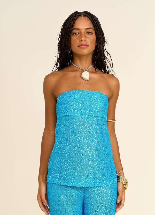 Zinco - Top Zinco Decote Reto sem Alça Azul Azul 2