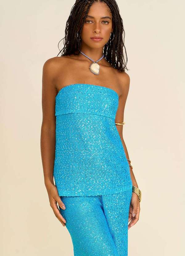 Zinco - Top Zinco Decote Reto sem Alça Azul Azul 3