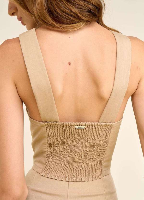 Zinco - Top Zinco Decote V Alça Larga Bege Bege