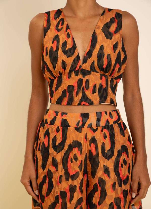 Zinco - Top Zinco Decote V sem Alça Marrom Marrom 2