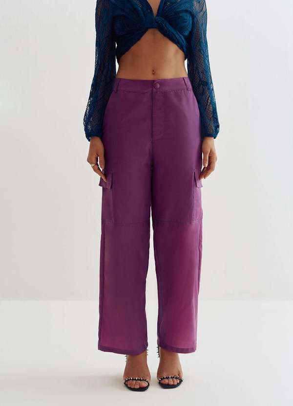 Zinco - Calca Lebôh Reta Cós Alto Bolso Lateral Roxo Roxo 2