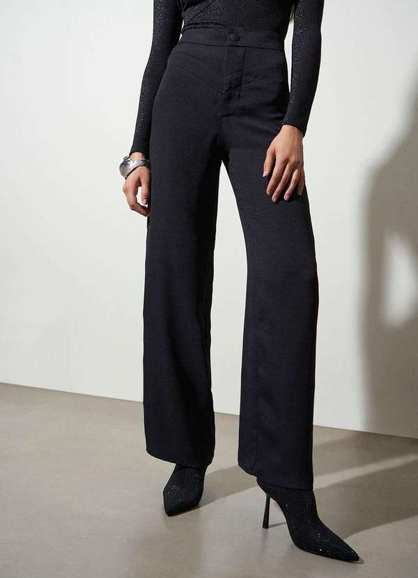 Zinco - Calca Lebôh Reta Cós Alto com Recorte Preto Preto 3