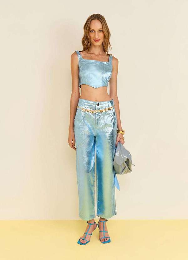 Zinco - Calça Zinco Cenoura Alta Azul Azul