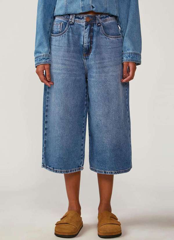 Zinco - Calça Zinco Pantacourt Alta Azul Azul 2