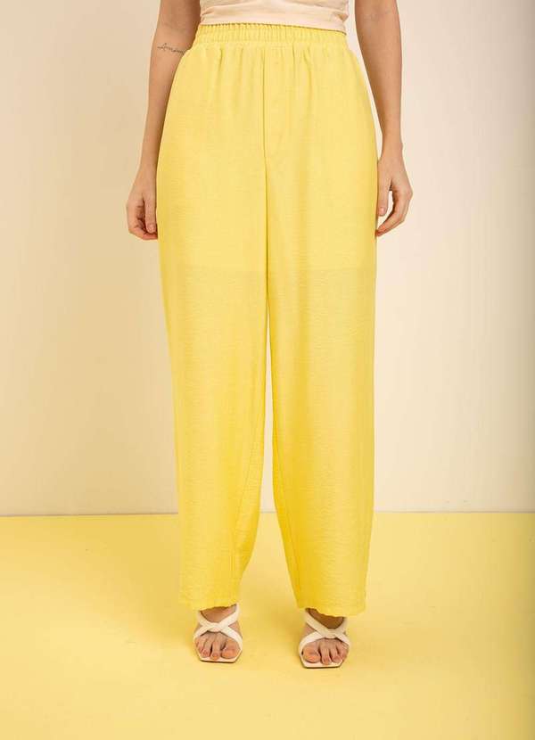 Zinco - Calça Zinco Pantalona Alta Amarelo Amarelo 4