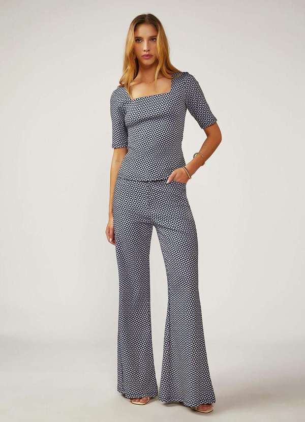 Zinco - Calça Zinco Pantalona Alta Azul Azul