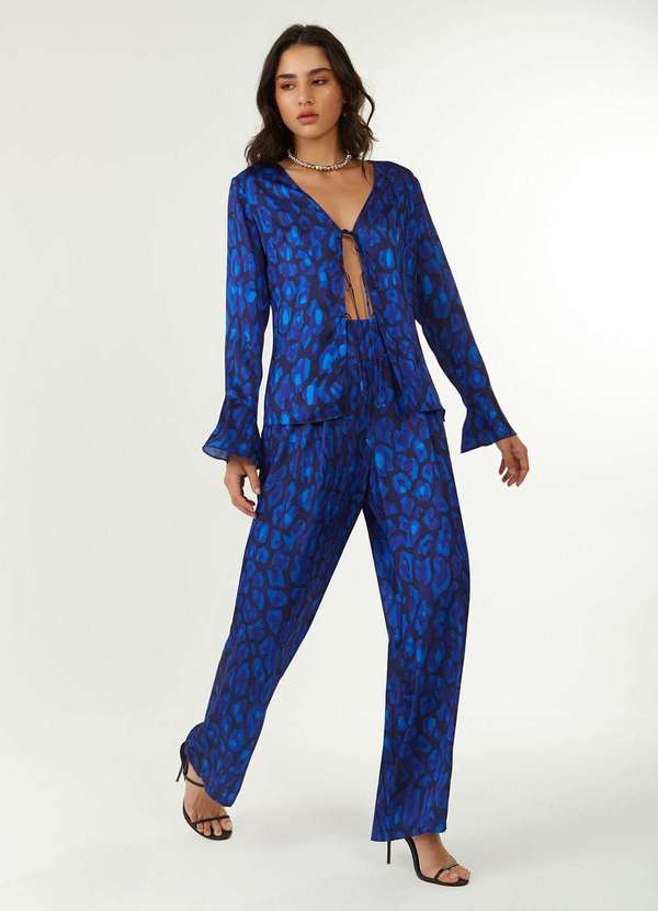 Zinco - Calça Zinco Pantalona Alta Azul Azul