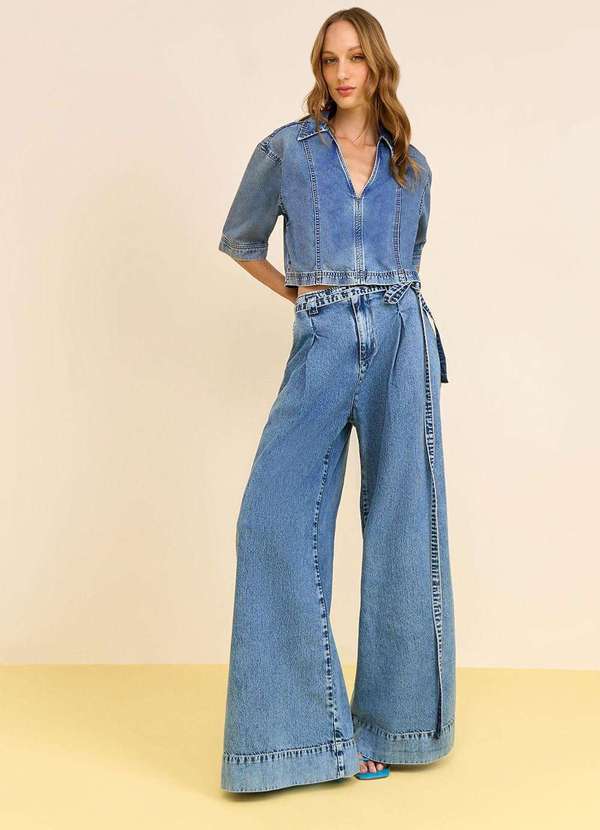 Zinco - Calça Zinco Pantalona Alta Azul Azul