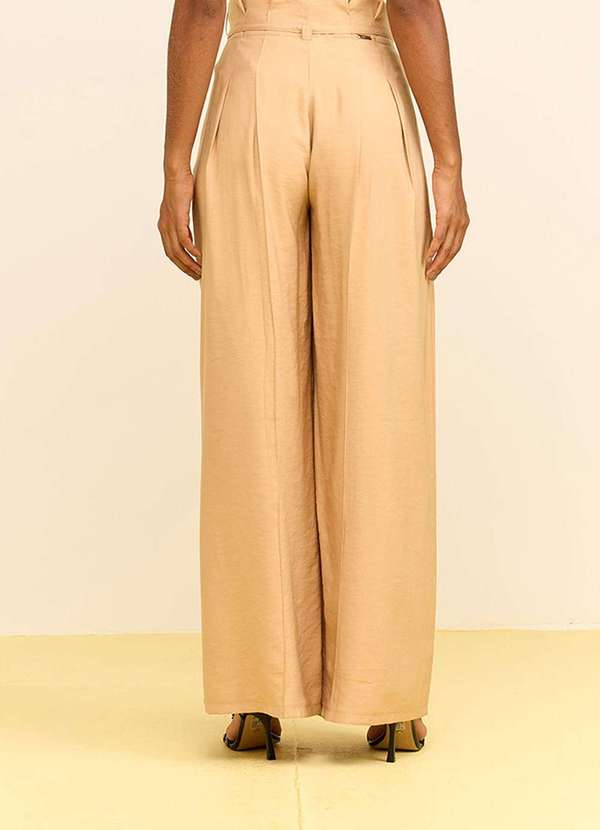 Zinco - Calça Zinco Pantalona Alta Bege Bege