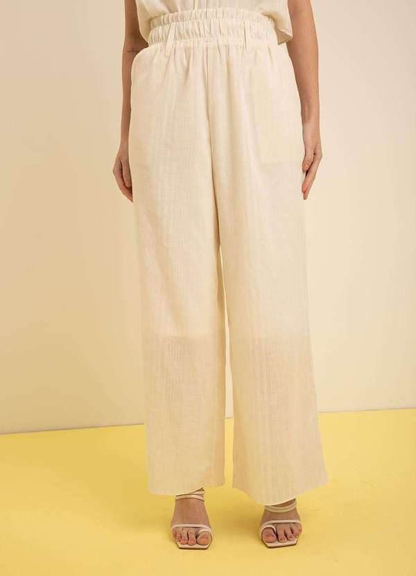 Zinco - Calça Zinco Pantalona Alta Off White Branco