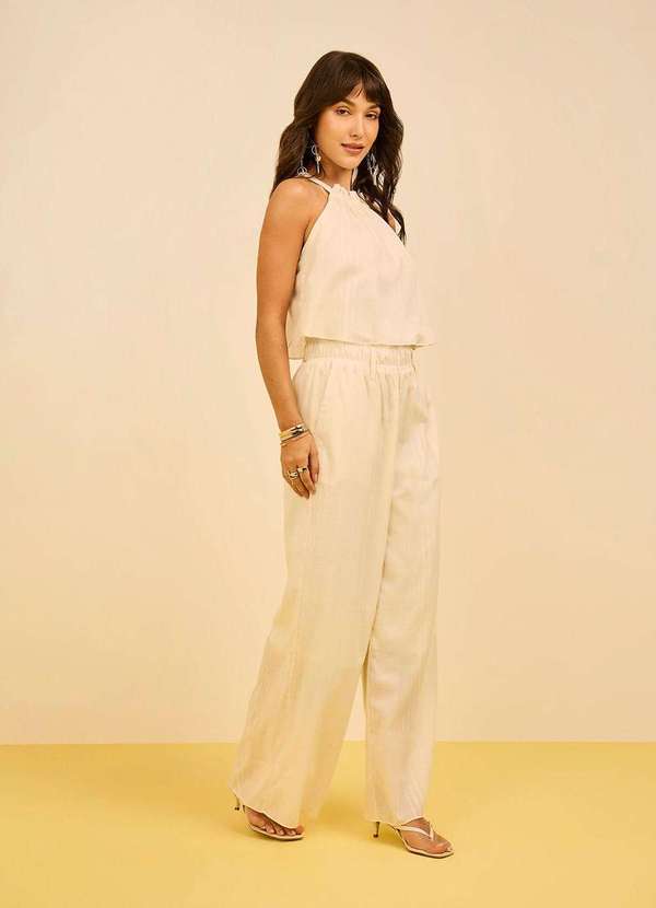 Zinco - Calça Zinco Pantalona Alta Off White Branco 2