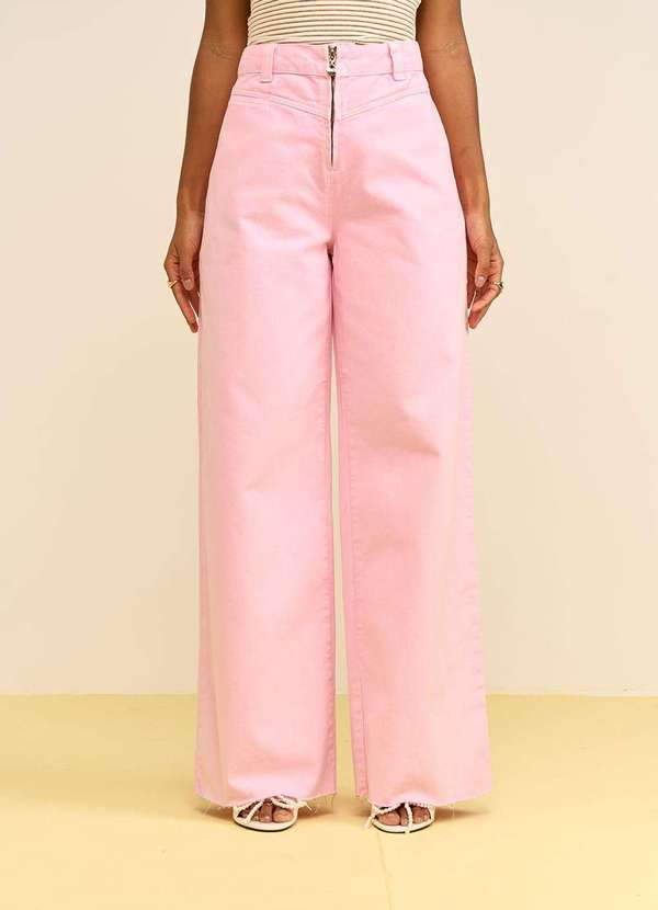 Zinco - Calça Zinco Pantalona Alta Rosa Rosa 2