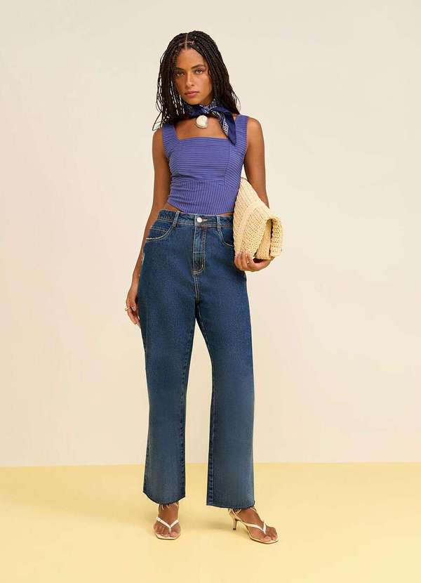 Zinco - Calça Zinco Reta Alta Azul Azul