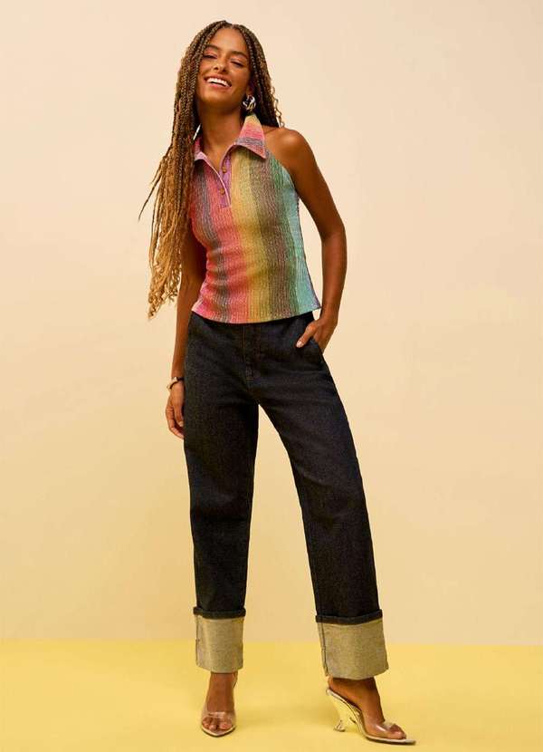 Zinco - Calça Zinco Reta Alta Azul Azul