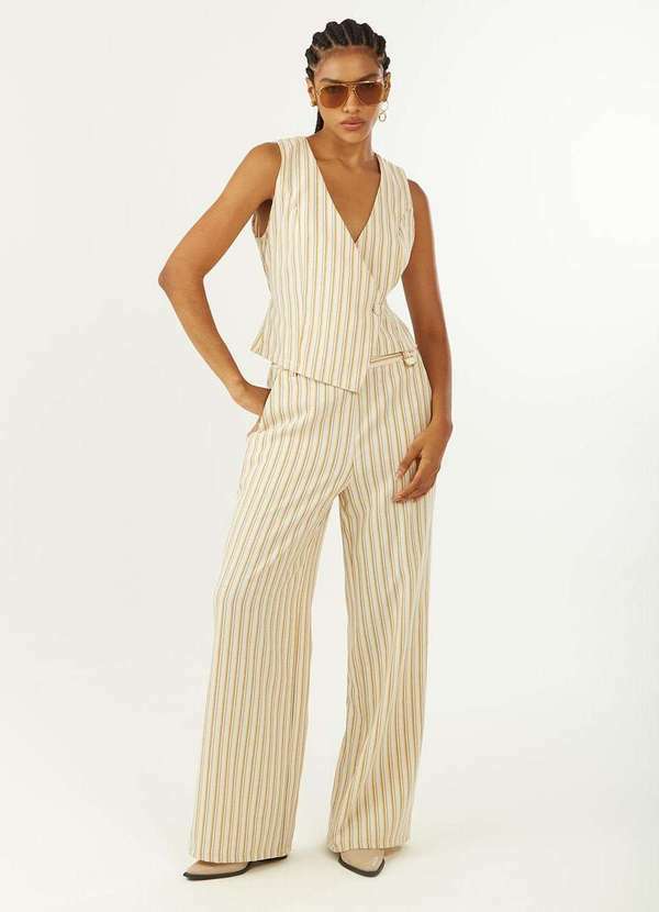 Zinco - Calça Zinco Reta Alta Bege Bege