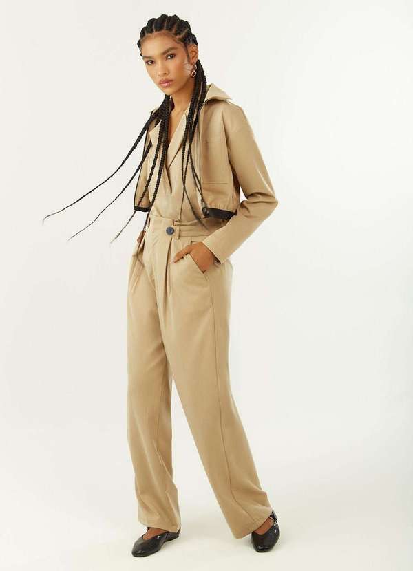 Zinco - Calça Zinco Reta Alta Bege Bege