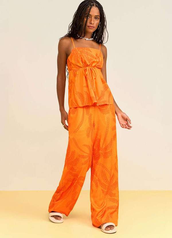 Zinco - Calça Zinco Reta Alta Laranja Laranja