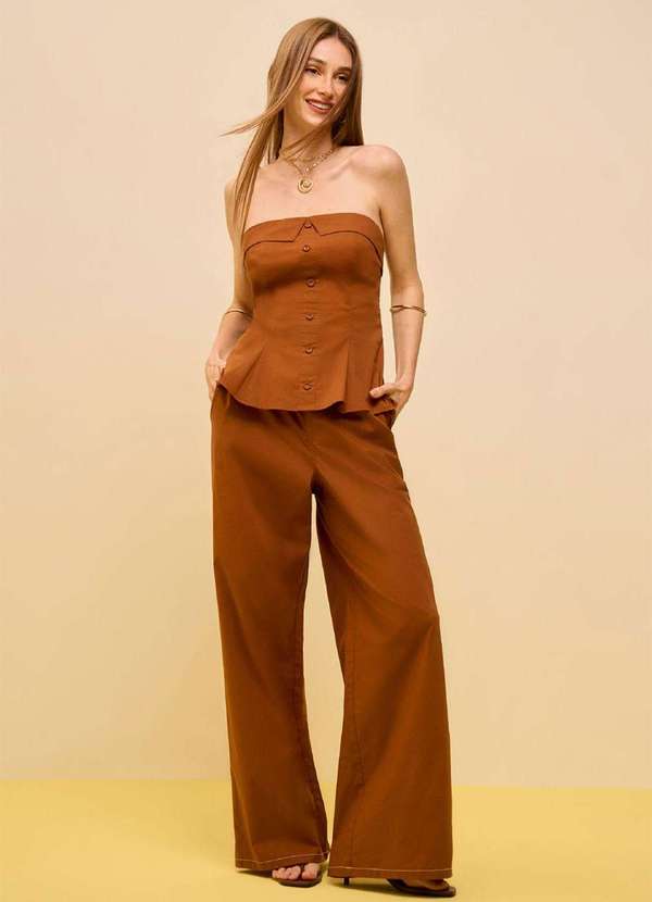 Zinco - Calça Zinco Reta Alta Marrom Marrom 2