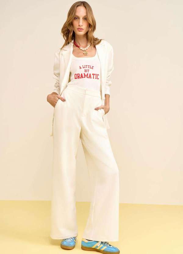 Zinco - Calça Zinco Reta Alta Off White Branco