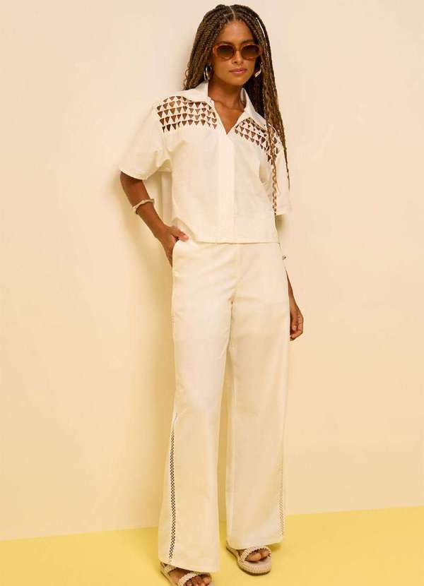 Zinco - Calça Zinco Reta Alta Off White Branco 3