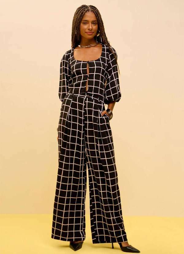 Zinco - Calça Zinco Reta Alta Preto Preto