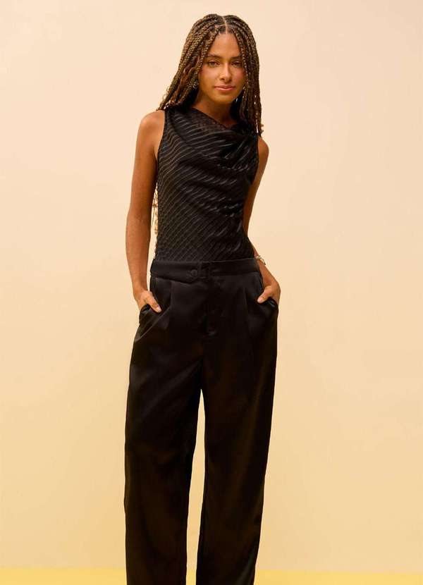 Zinco - Calça Zinco Reta Alta Preto Preto