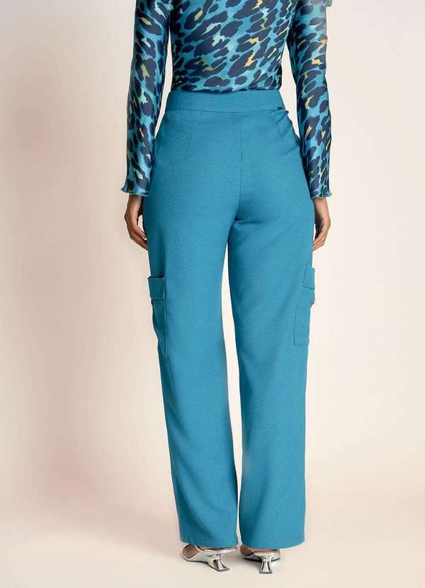 Zinco - Calca Zinco Reta Cós Alto Bolso Cargo Azul Azul 3