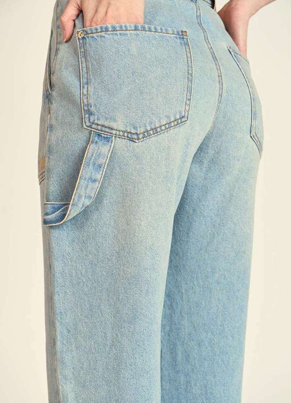 Zinco - Calça Zinco Reta Cós Alto com Martingale Jeans Azul
