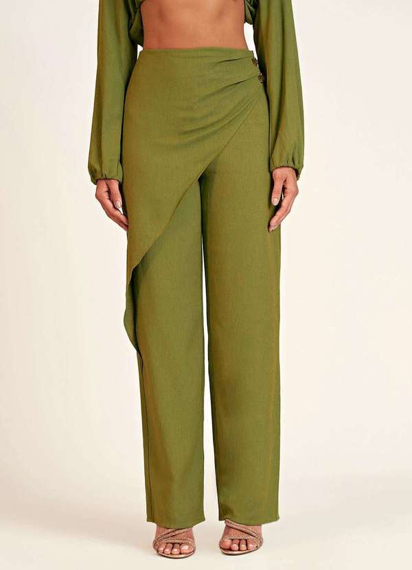 Zinco - Calca Zinco Reta Cós Alto Detalhe Botão Verde Verde 2