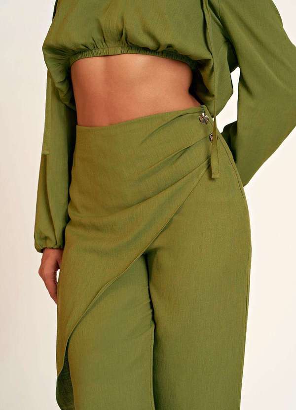 Zinco - Calca Zinco Reta Cós Alto Detalhe Botão Verde Verde 3