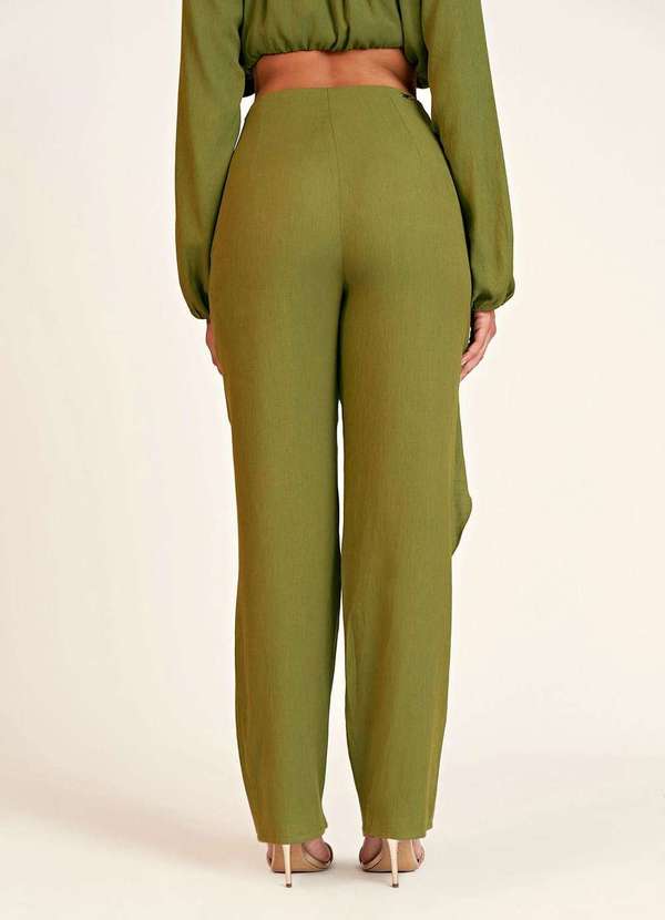 Zinco - Calca Zinco Reta Cós Alto Detalhe Botão Verde Verde 4