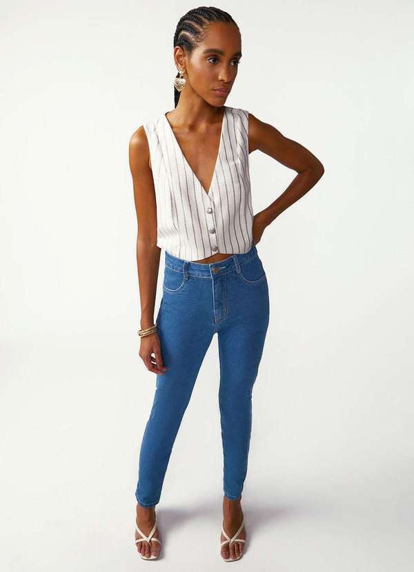 Zinco - Calça Zinco Skinny Alta Azul Azul