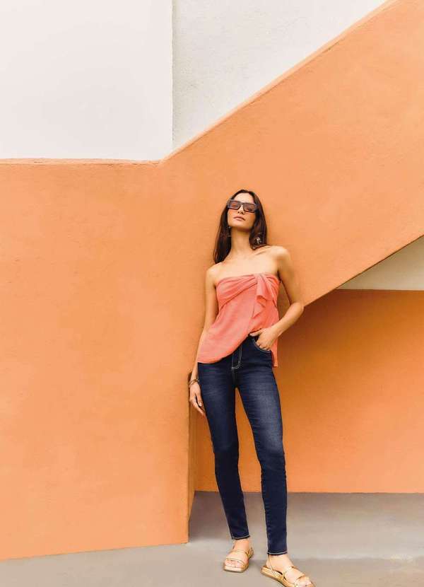 Zinco - Calça Zinco Skinny Cós Intermediário Barra Refilada Jeans Azul
