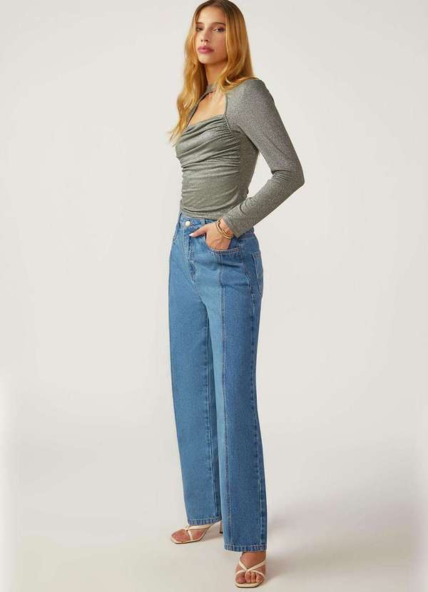 Zinco - Calça Zinco Wide Alta Azul Azul