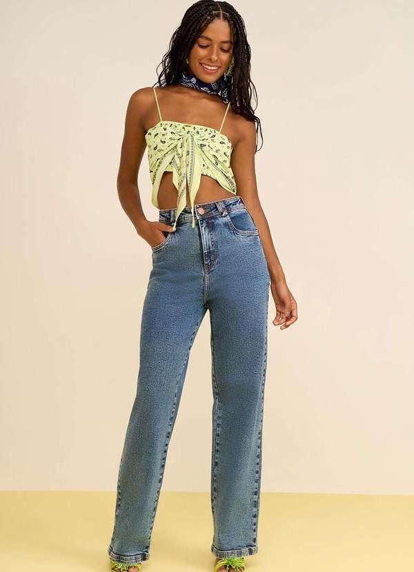 Zinco - Calça Zinco Wide Alta Azul Azul