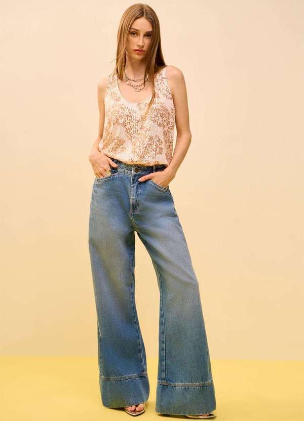 Zinco - Calça Zinco Wide Alta Azul Azul