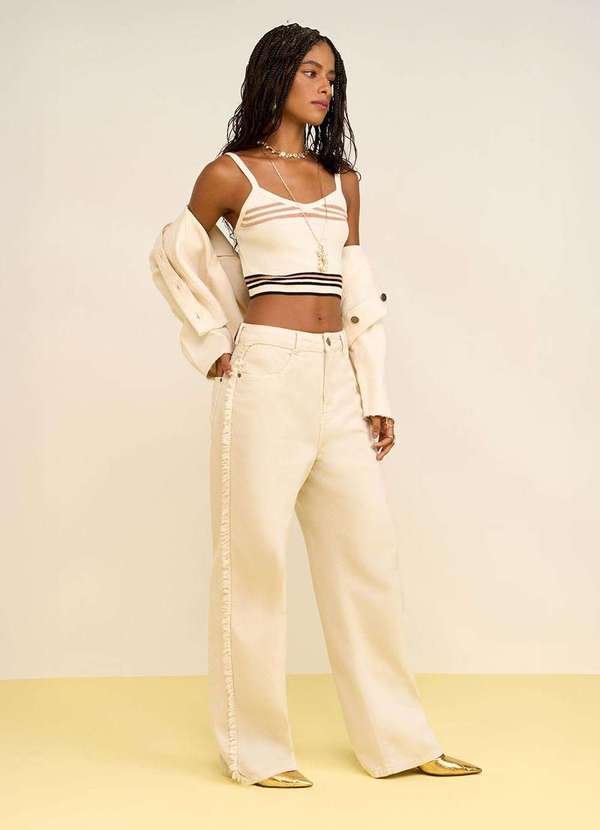 Zinco - Calça Zinco Wide Alta Off White Branco