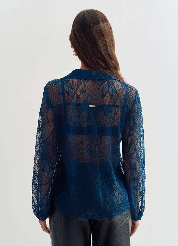 Zinco - Camisa Lebôh Manga Longa com Botões Azul Marinho Azul 3