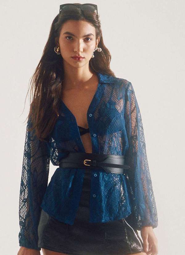 Zinco - Camisa Lebôh Manga Longa com Botões Azul Marinho Azul 4