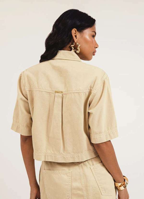 Zinco - Camisa Zinco Manga Curta Abertura Frente Bege Bege 4